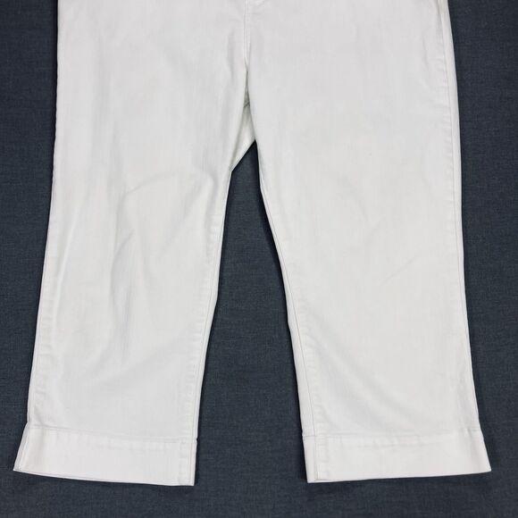 NYDJ Crop Jeans Womens Sz 16 White Straight Leg Cuffed High Waisted Modest Capri - Picture 5 of 15